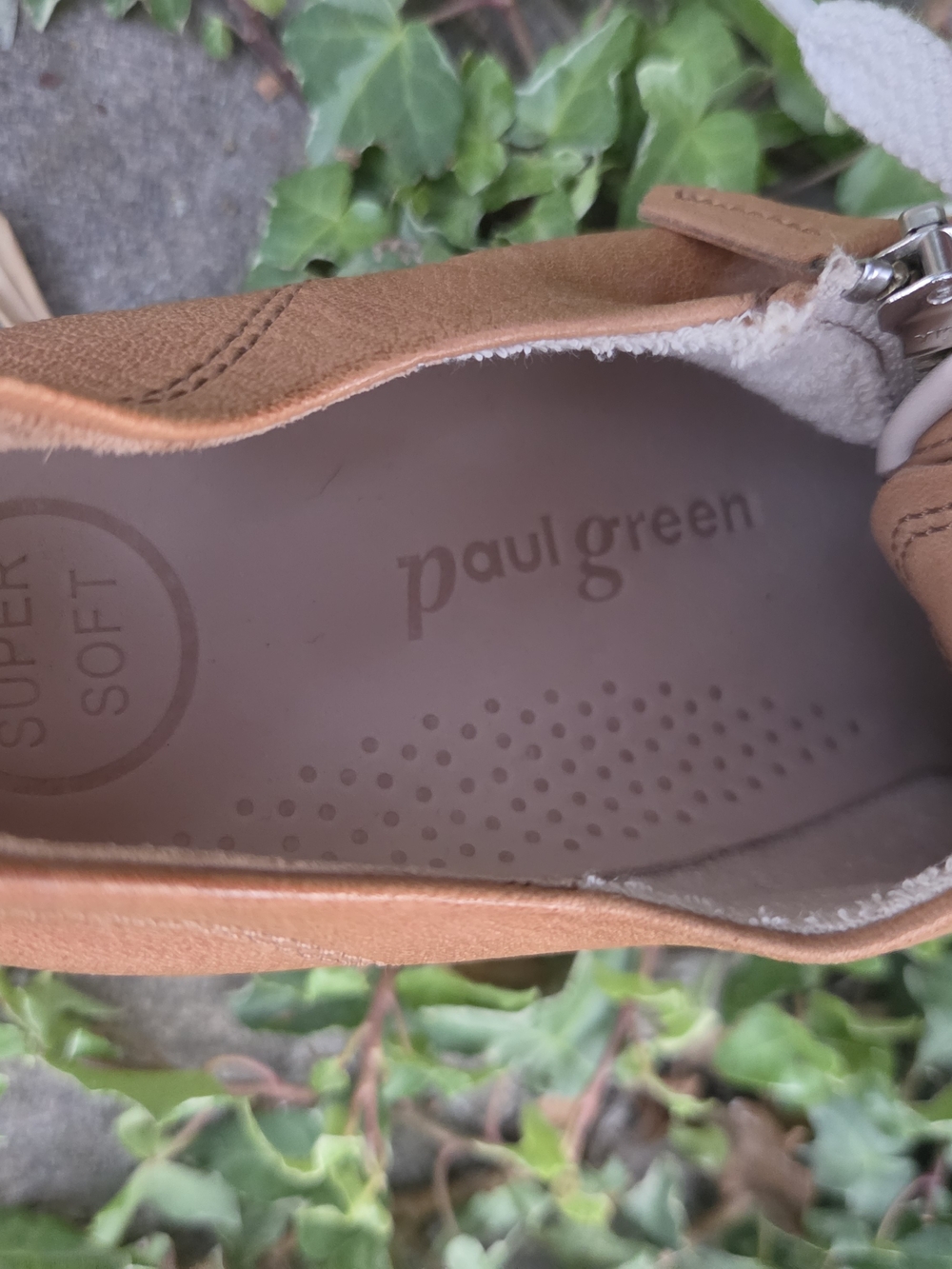 Paul Green Cognac Brown Leather Lace-Up Sneaker with Side Zipper Size 5.5 - Picture 3 of 7